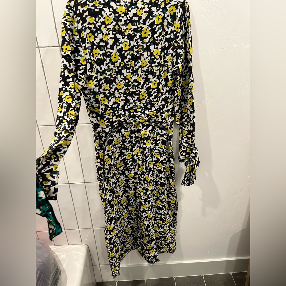 PROENZA SCHOULER Women's Wildflower-Print Georgette Midi Dress Size 4 in Black - Picture 7 of 15